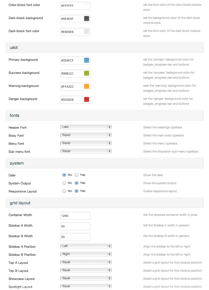 admin options